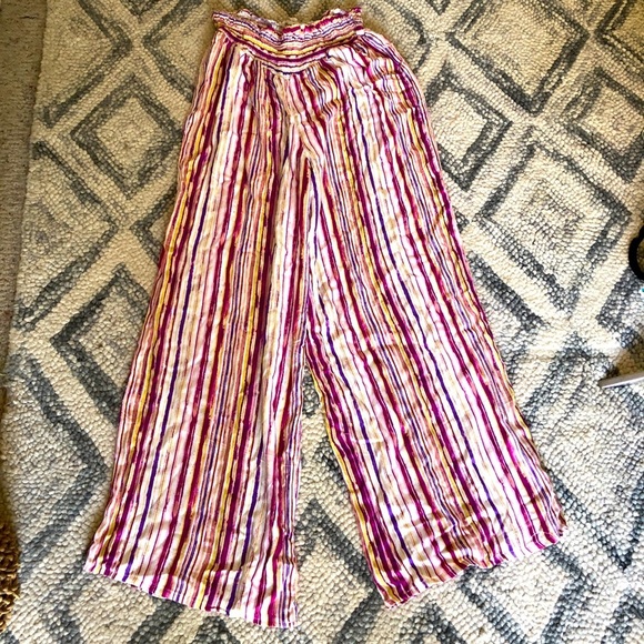 Love Circle brand wide leg flowy stripe pant size L - Picture 1 of 4